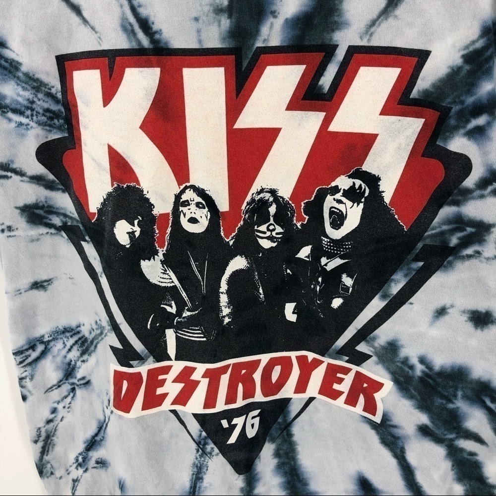 Liquid Blue Kiss Shirt Adult Medium Destroyer 76 Retro Tie Dye Band Rock Graphic - Picture 3 of 8